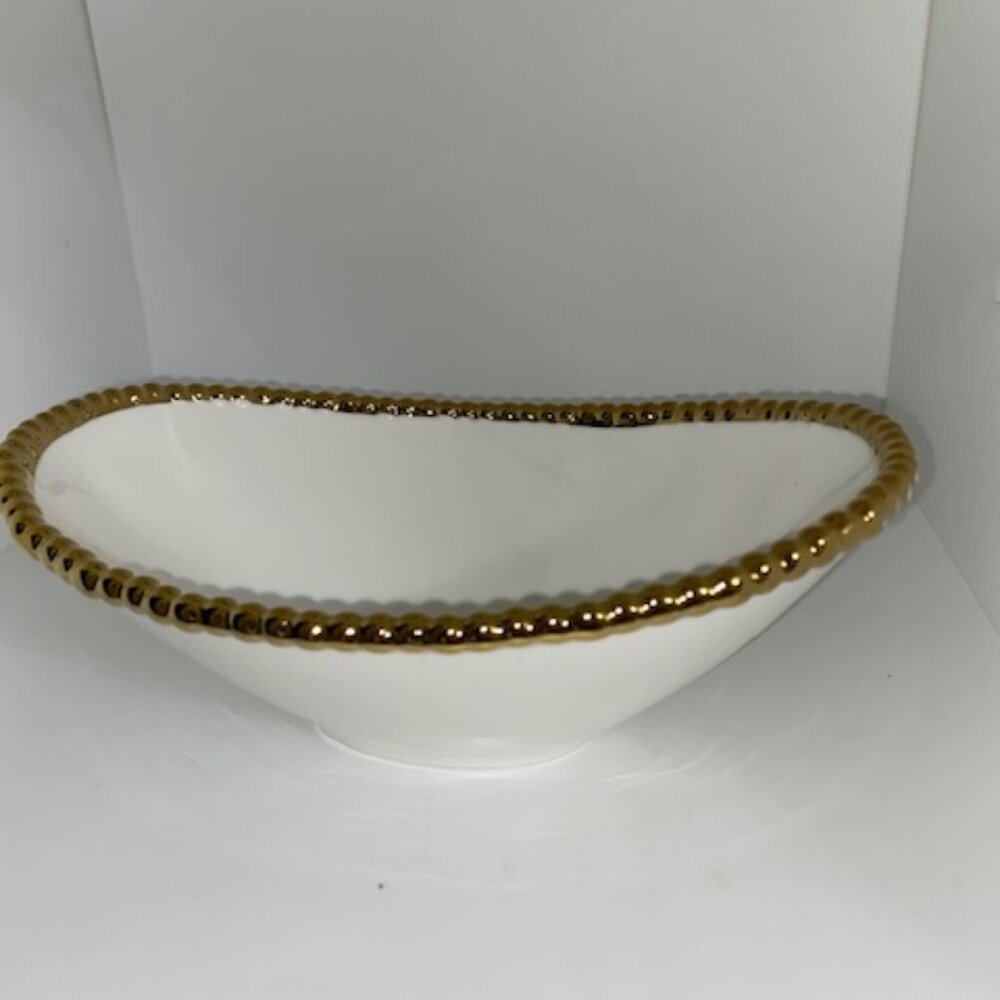 Brilliant Brand Gold Trim Beaded Porcelain Home Decor Bowl